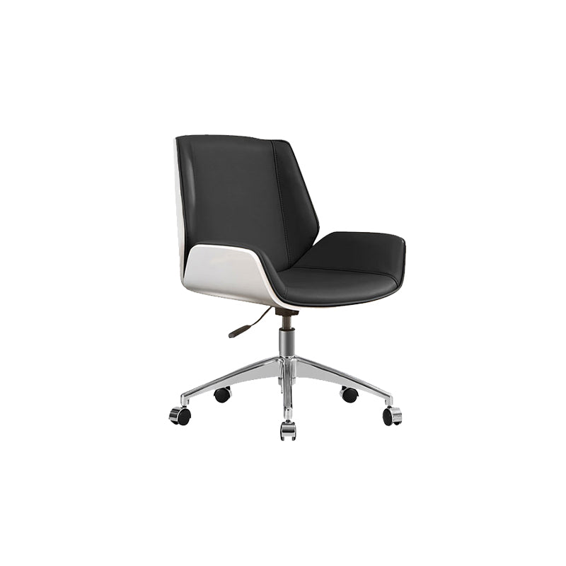 Armless Desk Chair Modern No Distressing Leather Office Chair with Wheels