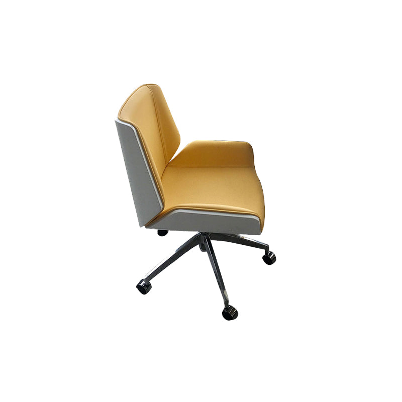 Armless Desk Chair Modern No Distressing Leather Office Chair with Wheels