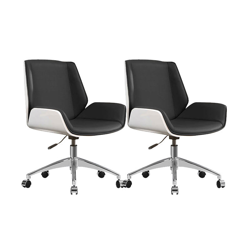 Armless Desk Chair Modern No Distressing Leather Office Chair with Wheels