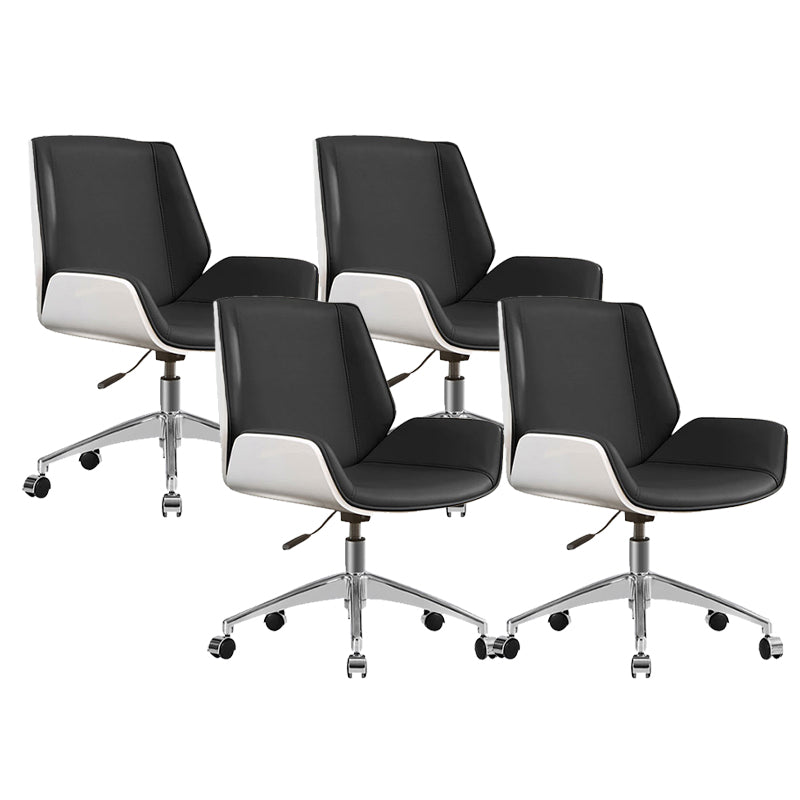 Armless Desk Chair Modern No Distressing Leather Office Chair with Wheels