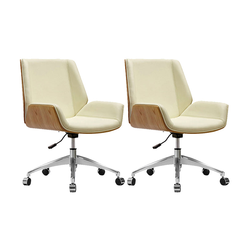 Armless Desk Chair Modern No Distressing Leather Office Chair with Wheels