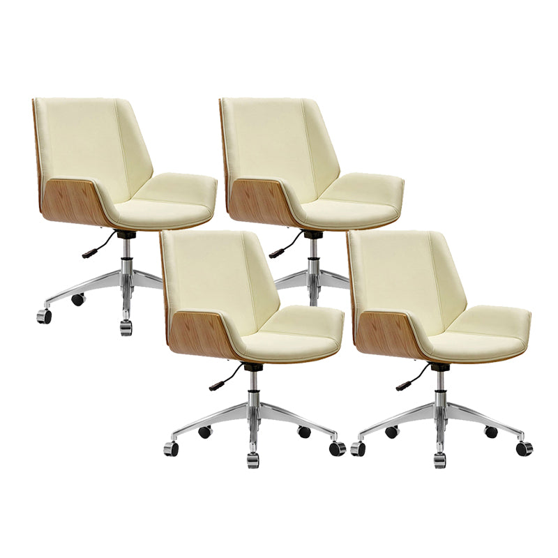 Armless Desk Chair Modern No Distressing Leather Office Chair with Wheels