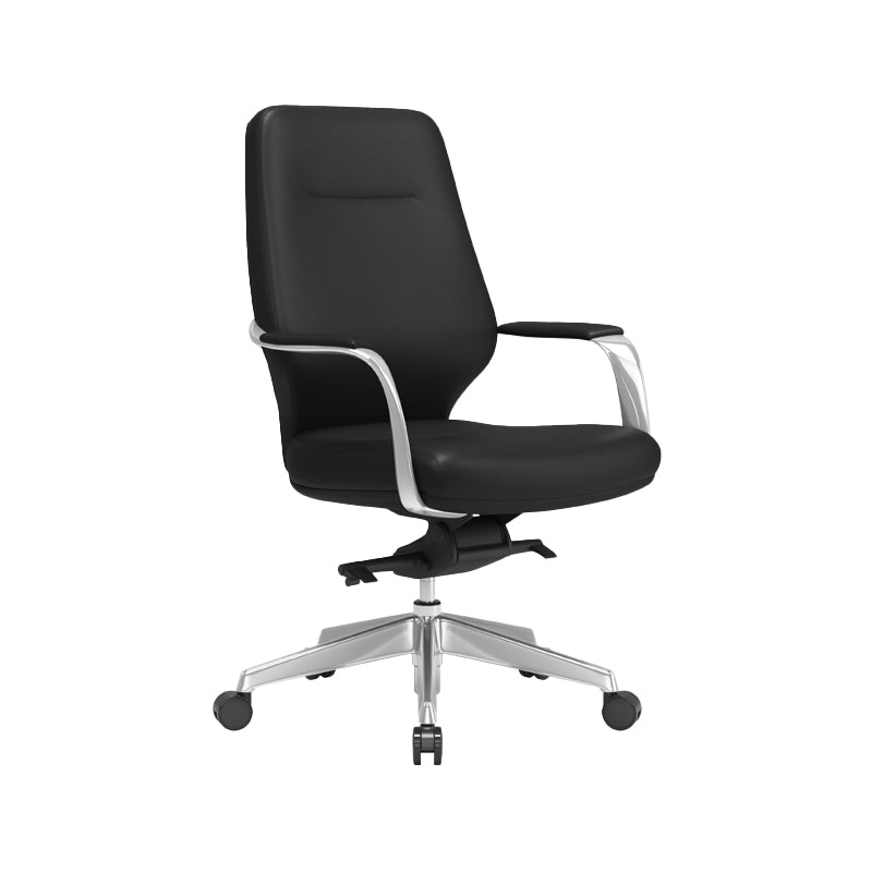 Fixed Arms Desk Chair Modern No Distressing Leather Ergonomic Office Chair