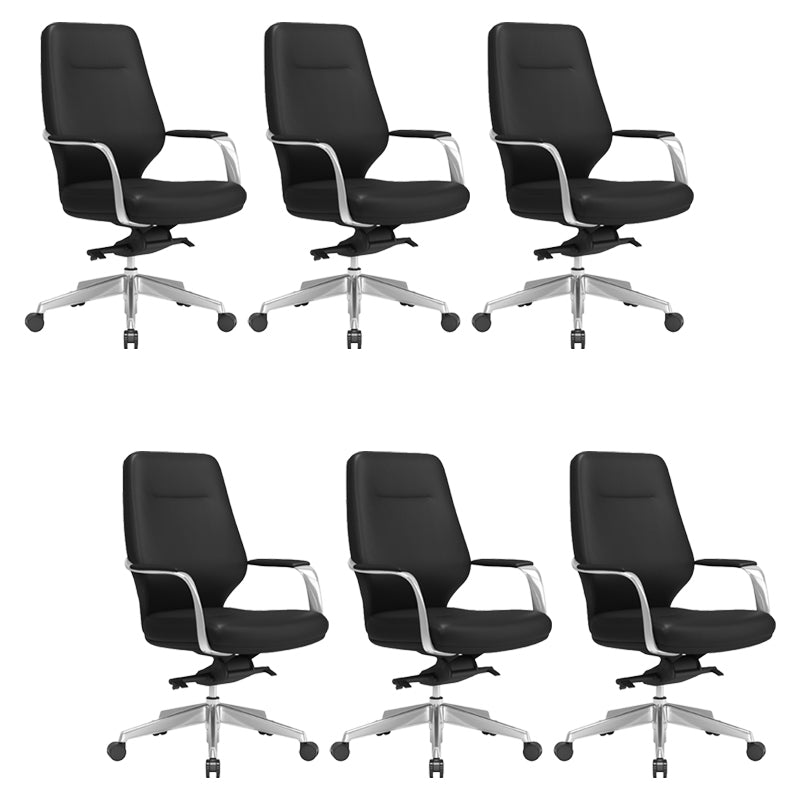 Fixed Arms Desk Chair Modern No Distressing Leather Ergonomic Office Chair