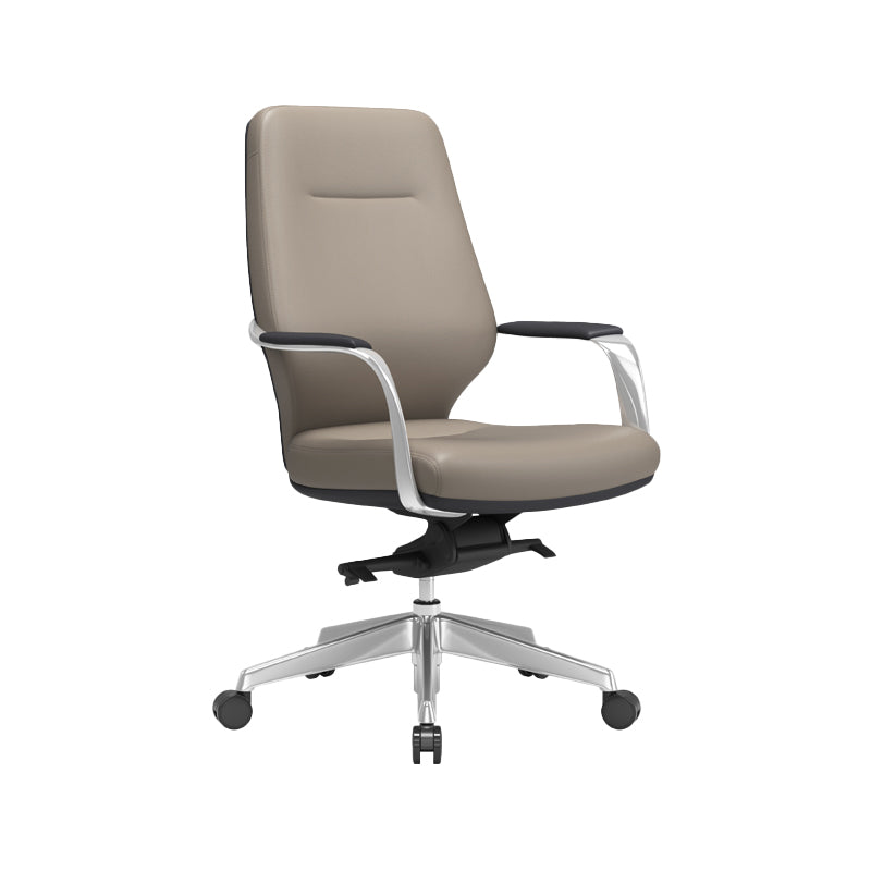 Fixed Arms Desk Chair Modern No Distressing Leather Ergonomic Office Chair