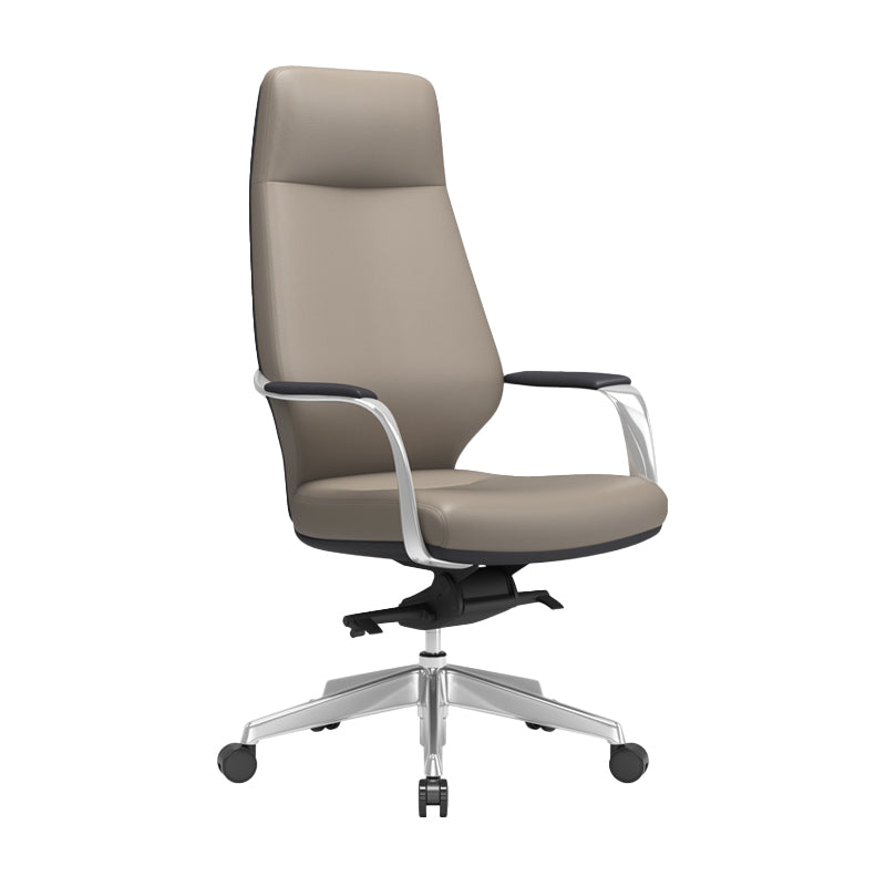 Fixed Arms Desk Chair Modern No Distressing Leather Ergonomic Office Chair