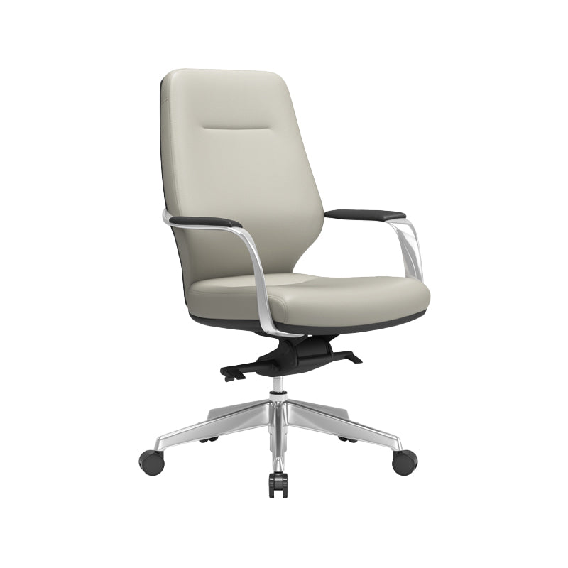 Fixed Arms Desk Chair Modern No Distressing Leather Ergonomic Office Chair