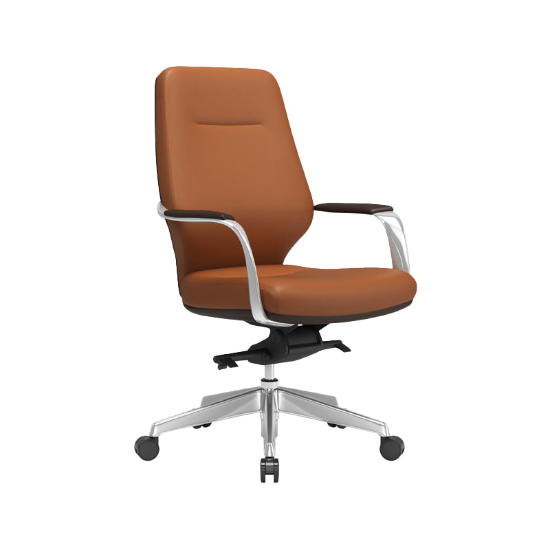 Fixed Arms Desk Chair Modern No Distressing Leather Ergonomic Office Chair