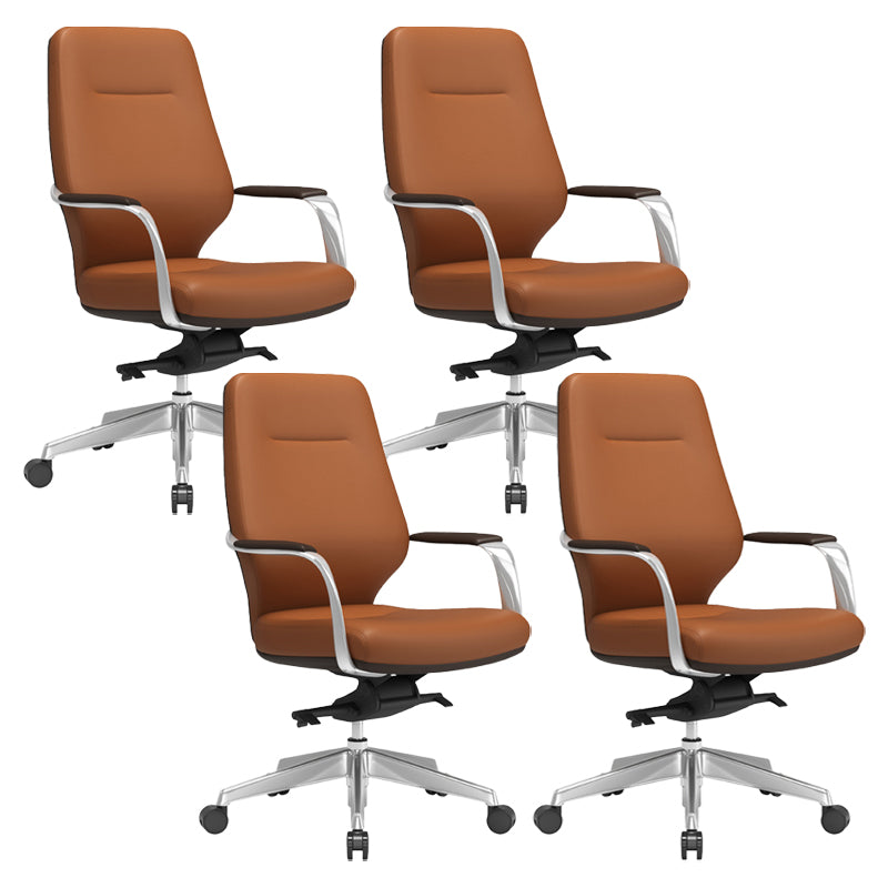 Fixed Arms Desk Chair Modern No Distressing Leather Ergonomic Office Chair