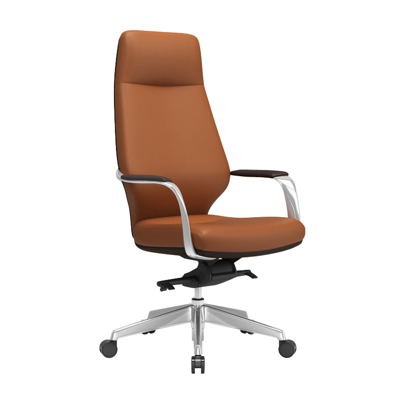 Fixed Arms Desk Chair Modern No Distressing Leather Ergonomic Office Chair