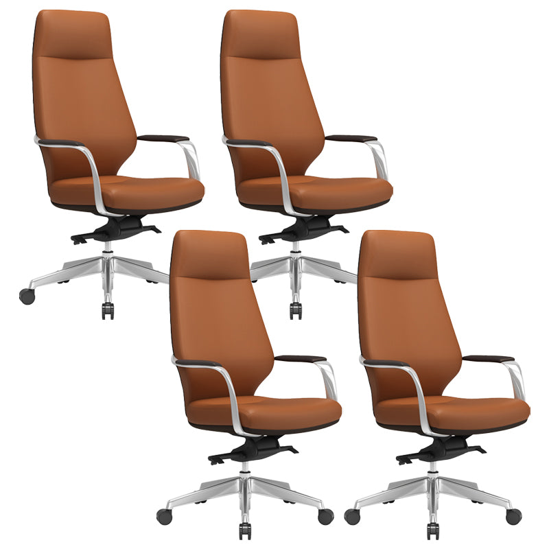 Fixed Arms Desk Chair Modern No Distressing Leather Ergonomic Office Chair