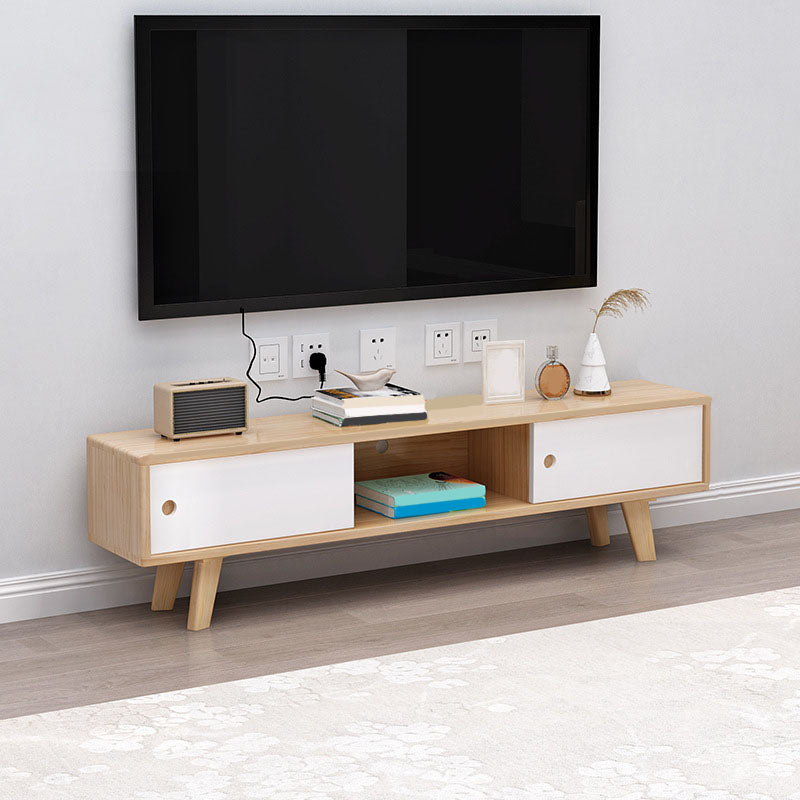 Solid Wood TV Stand Console Open Storage TV Console for Living Room