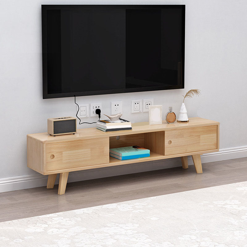 Solid Wood TV Stand Console Open Storage TV Console for Living Room