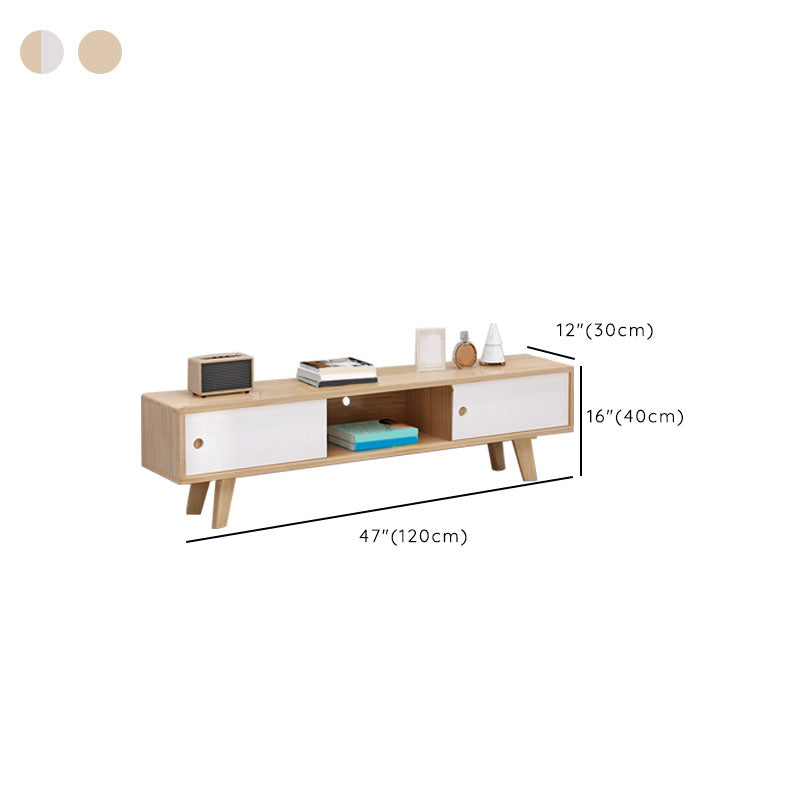 Solid Wood TV Stand Console Open Storage TV Console for Living Room