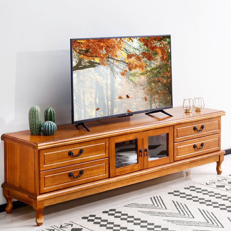 Wooden TV Stand Console Enclosed Storage TV Console with Drawers