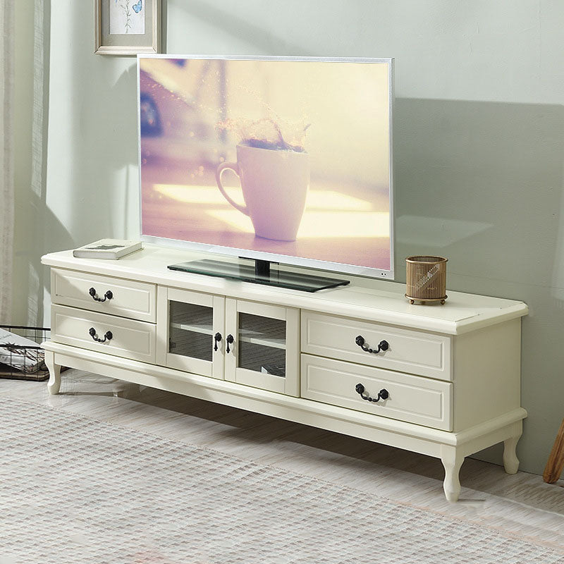 Wooden TV Stand Console Enclosed Storage TV Console with Drawers