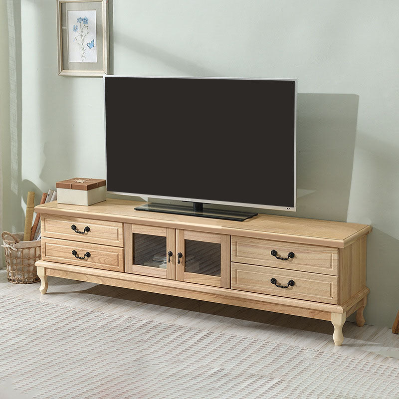 Wooden TV Stand Console Enclosed Storage TV Console with Drawers