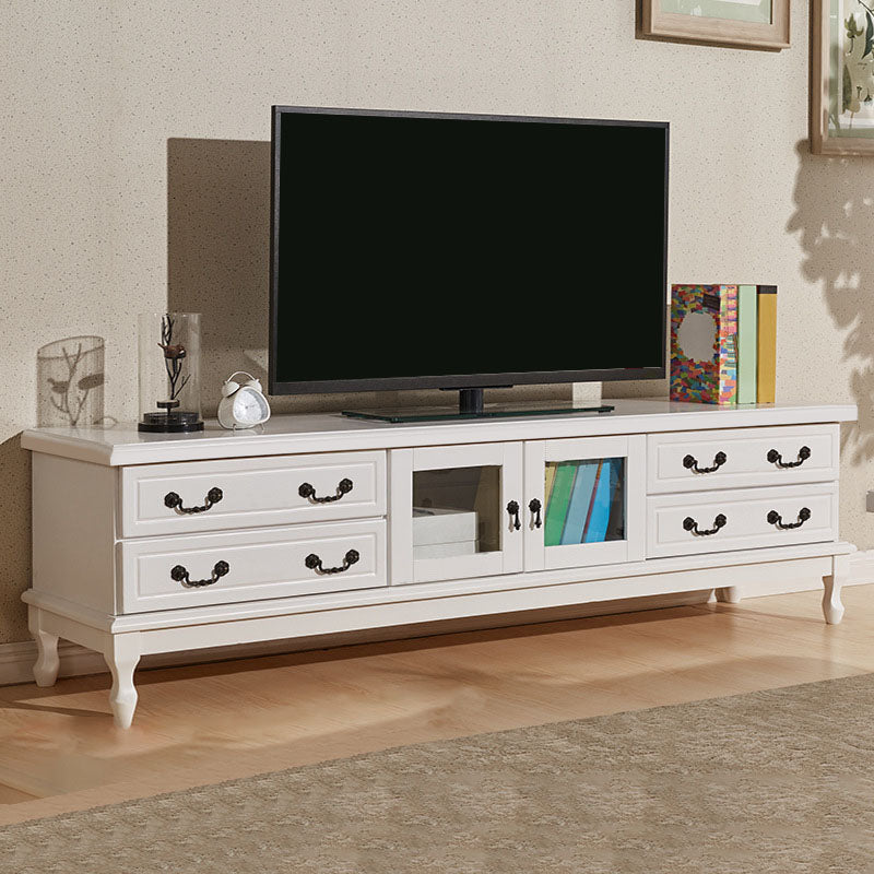 Wooden TV Stand Console Enclosed Storage TV Console with Drawers