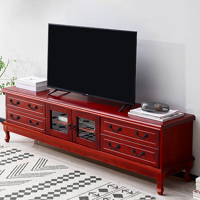 Wooden TV Stand Console Enclosed Storage TV Console with Drawers