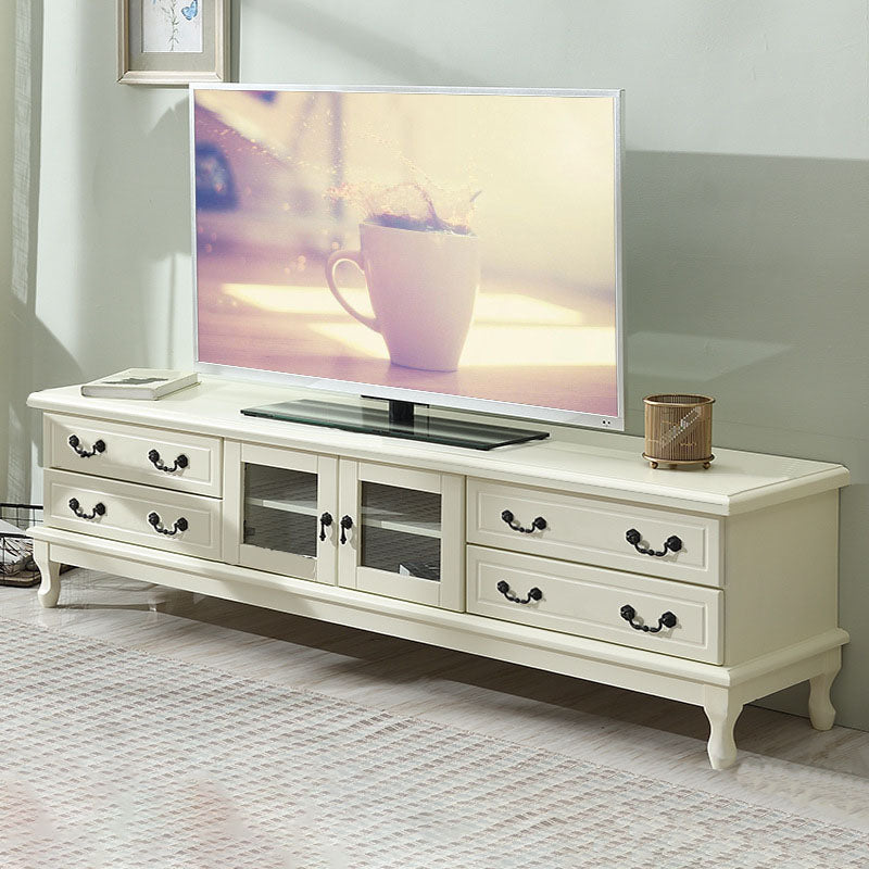 Wooden TV Stand Console Enclosed Storage TV Console with Drawers