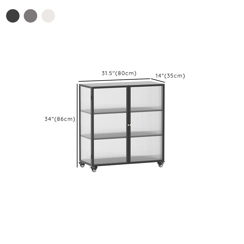 Contemporary Glass Doors Curio Cabinet Metal Storage Cabinet for Dining Room