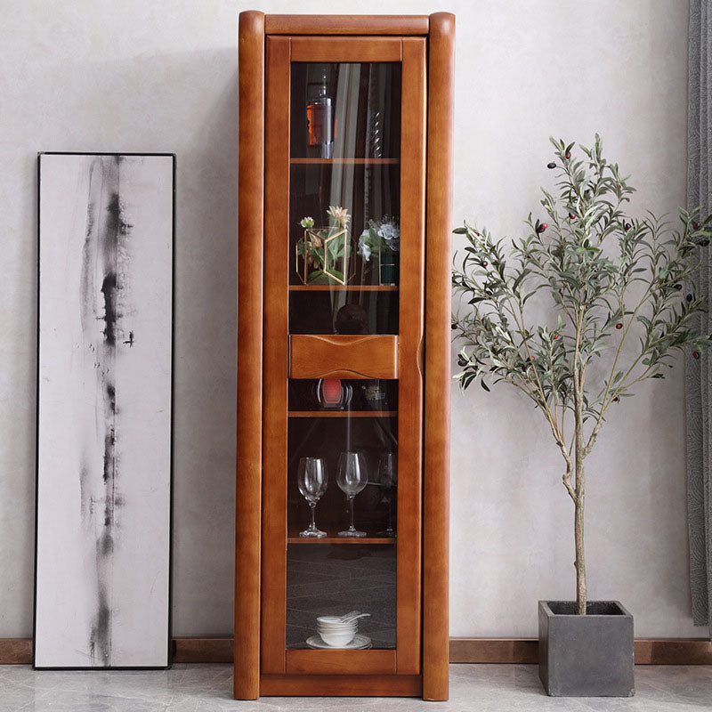 Traditional Display Stand Rubber Wood Storage Cabinet for Living Room