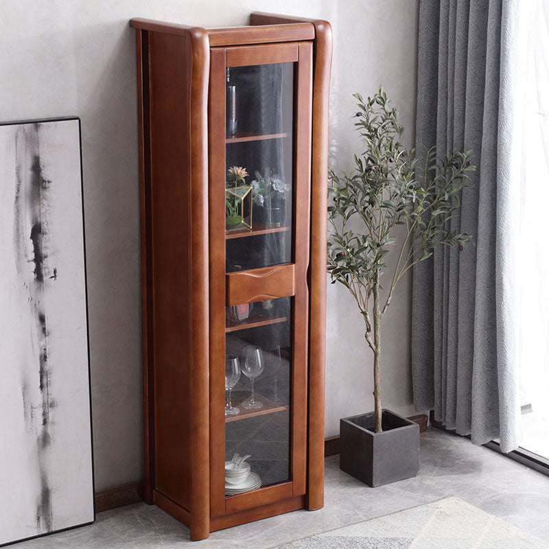 Traditional Display Stand Rubber Wood Storage Cabinet for Living Room