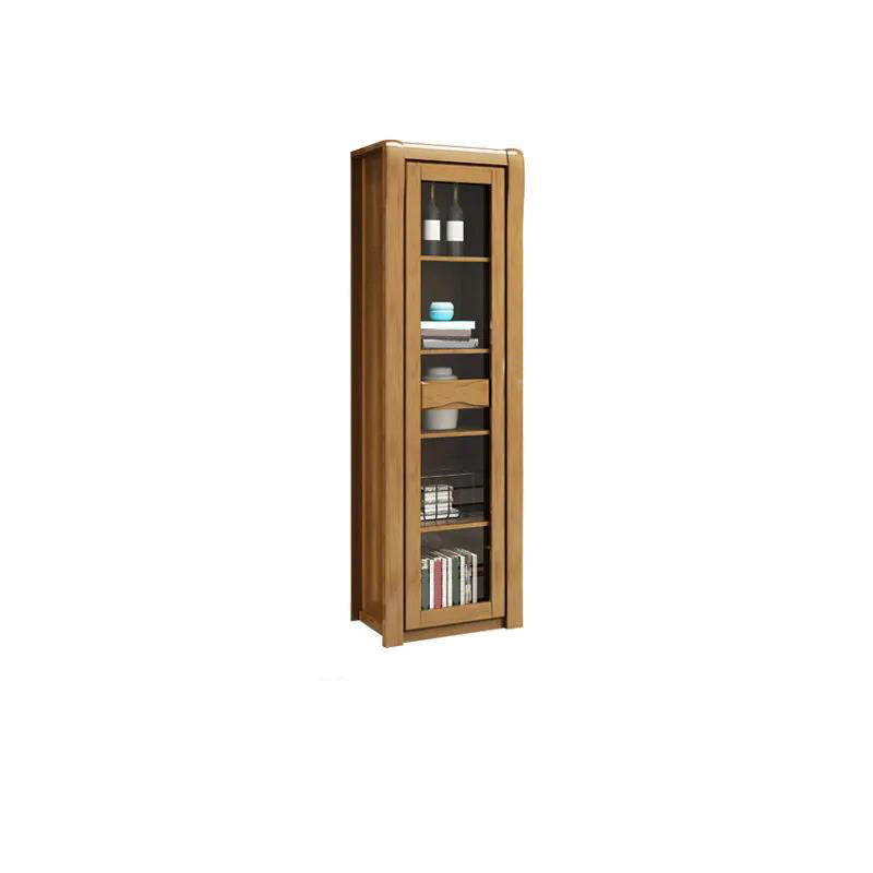 Traditional Display Stand Rubber Wood Storage Cabinet for Living Room