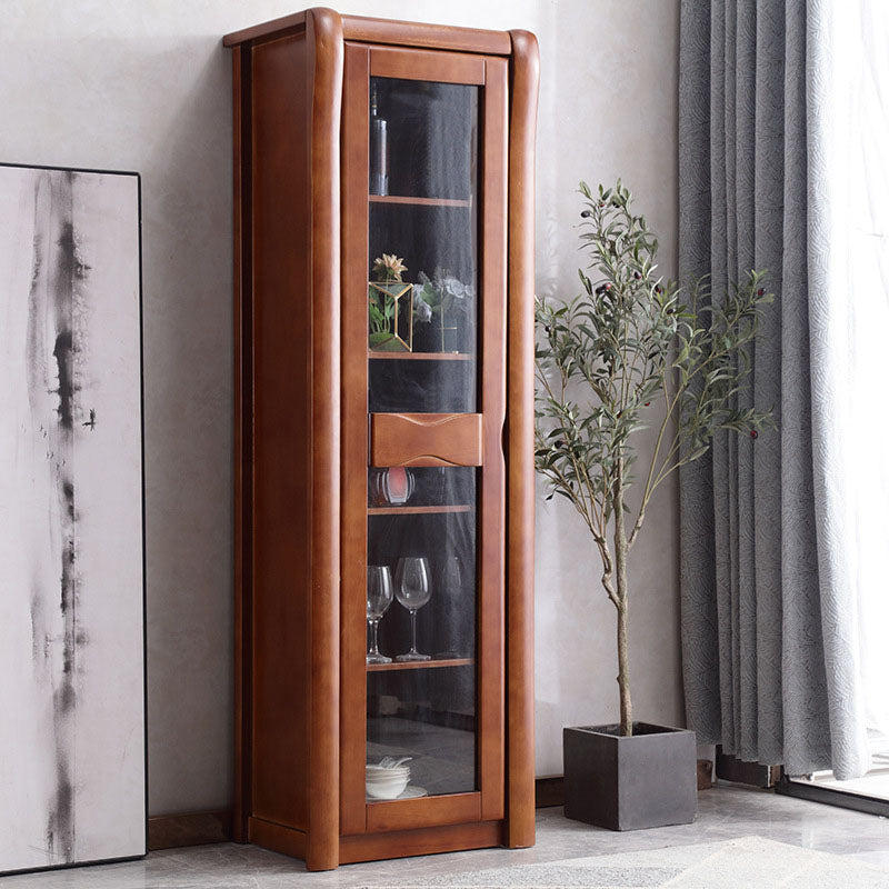 Traditional Display Stand Rubber Wood Storage Cabinet for Living Room