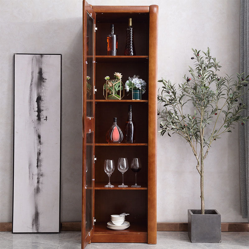 Traditional Display Stand Rubber Wood Storage Cabinet for Living Room