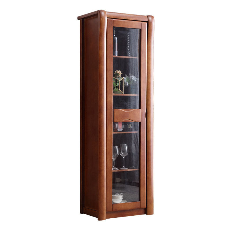 Traditional Display Stand Rubber Wood Storage Cabinet for Living Room