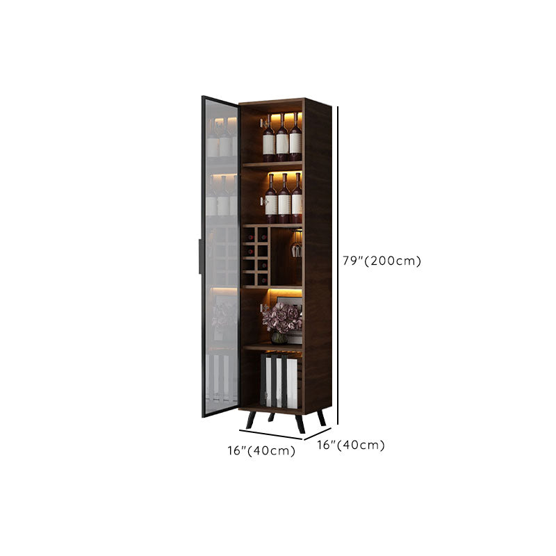 Modern Faux Wood Display Stand Glass Doors Storage Cabinet with Doors