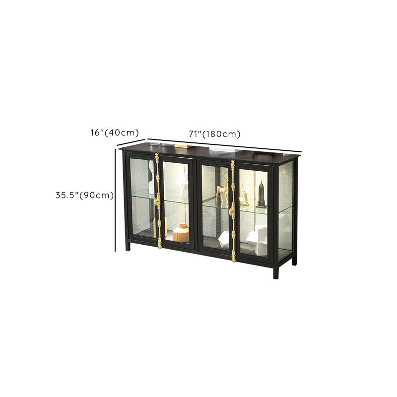 Modern Curio Cabinet Metal Glass Doors Storage Cabinet with Lighting