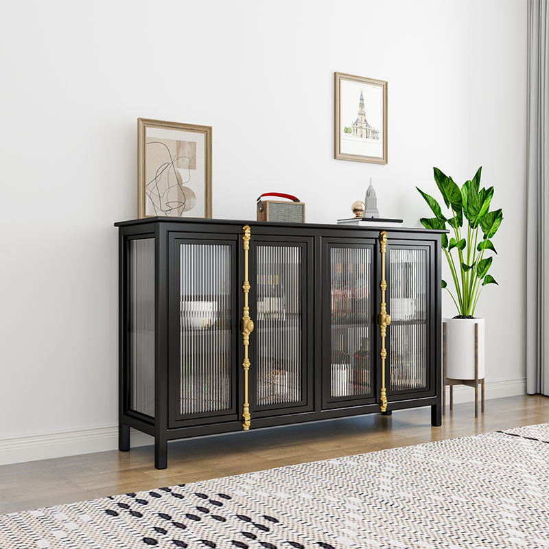 Modern Glass Doors Curio Cabinet Metal Storage Cabinet with Doors for Living Room