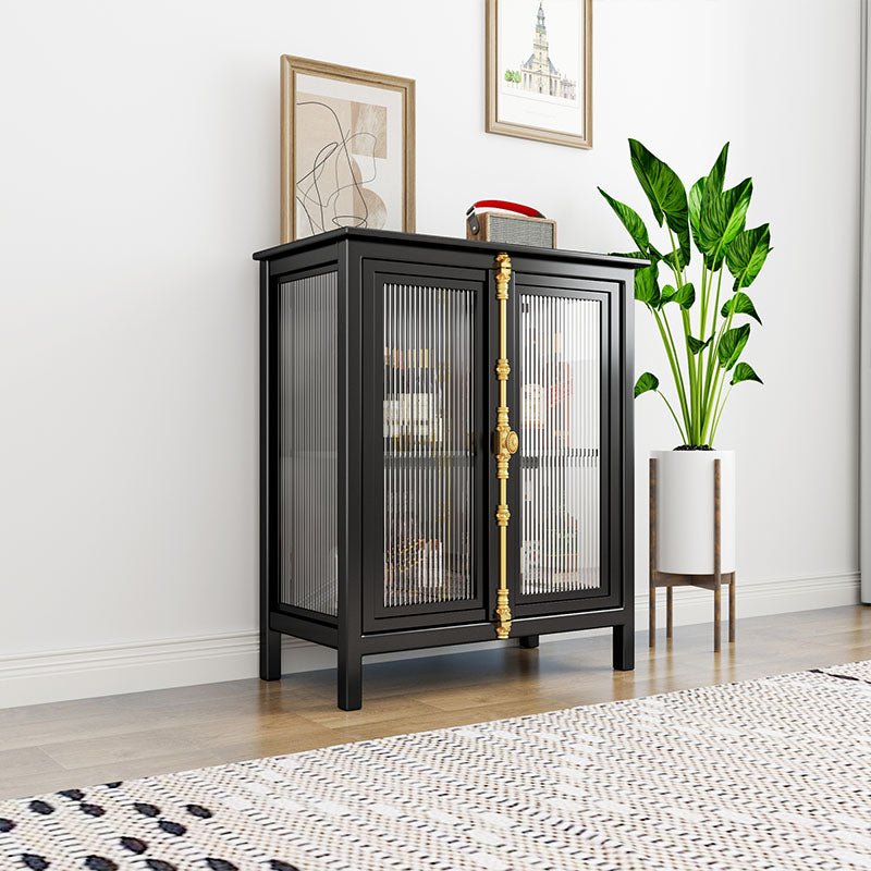 Modern Glass Doors Curio Cabinet Metal Storage Cabinet with Doors for Living Room