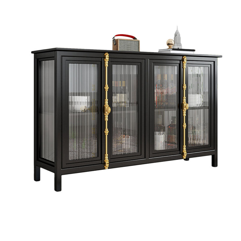 Modern Glass Doors Curio Cabinet Metal Storage Cabinet with Doors for Living Room