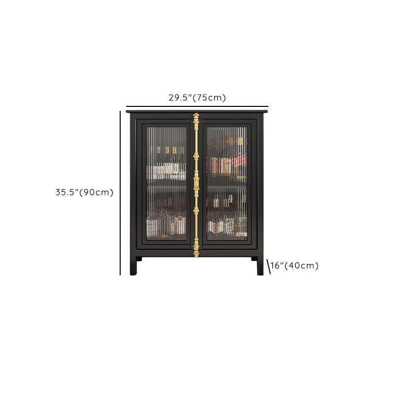 Modern Glass Doors Curio Cabinet Metal Storage Cabinet with Doors for Living Room