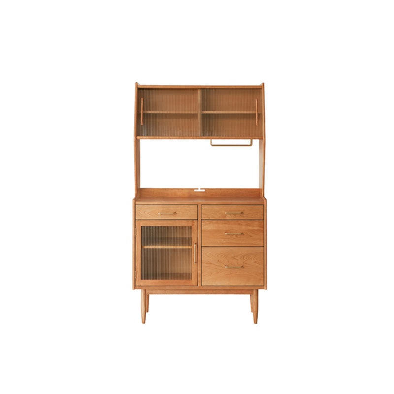 Modern Dining Hutch Pine Storage Cabinet with Doors for Living Room