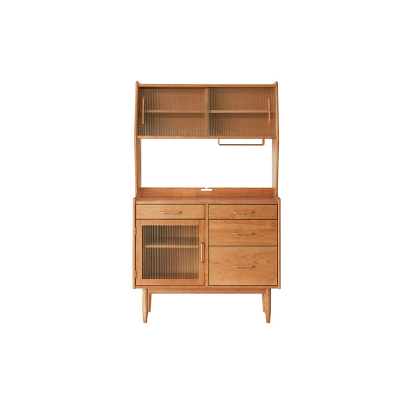 Modern Dining Hutch Pine Storage Cabinet with Doors for Living Room