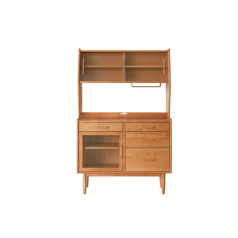 Modern Dining Hutch Pine Storage Cabinet with Doors for Living Room