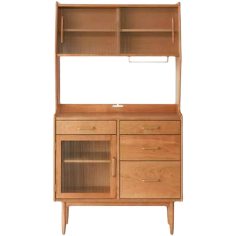 Modern Dining Hutch Pine Storage Cabinet with Doors for Living Room