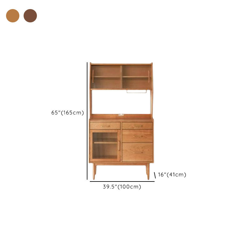 Modern Dining Hutch Pine Storage Cabinet with Doors for Living Room