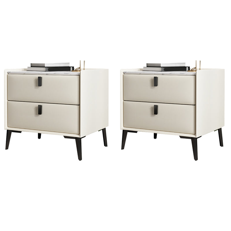 Contemporary Accent Table Nightstand Stone Nightstand with Drawers