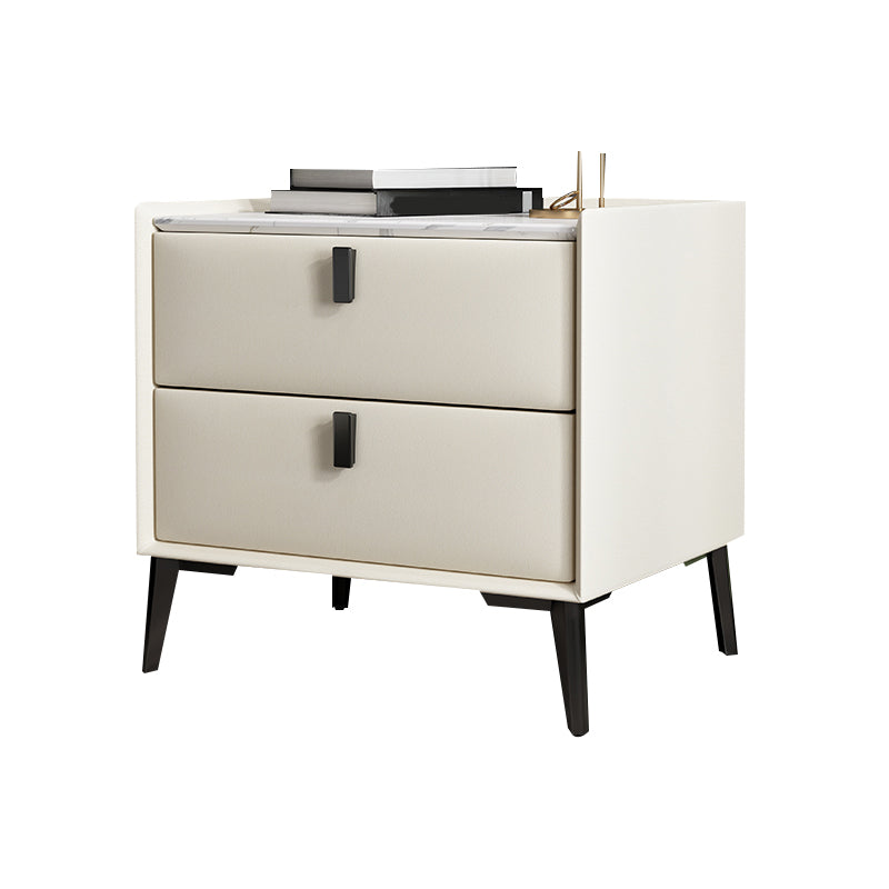 Contemporary Accent Table Nightstand Stone Nightstand with Drawers