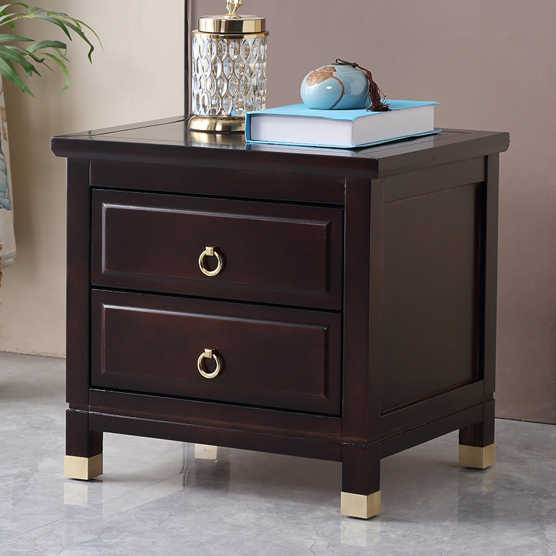 Traditional Accent Table Nightstand Antique Finish Drawer Storage Bed Nightstand