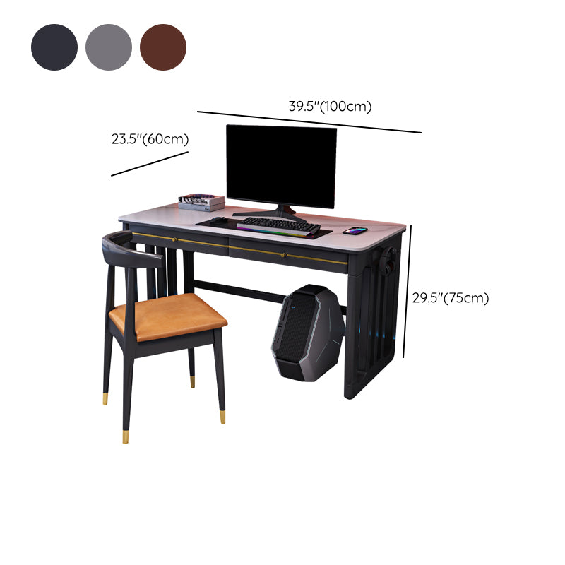 Rectangular Shaped Slate Computer Desk Grey/Black/Brown Writing Desk for Home