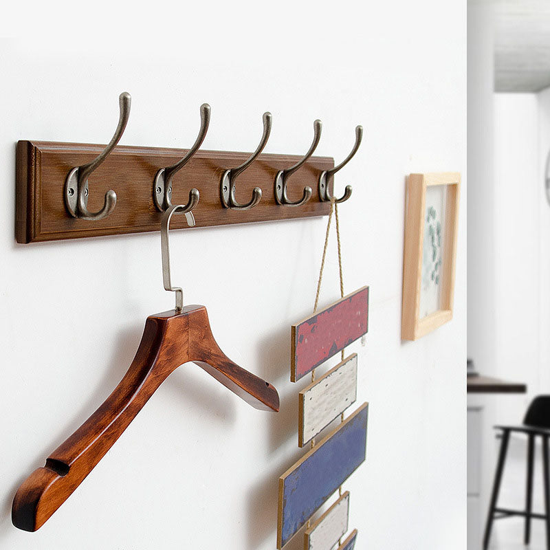 Brown Wooden Coat Hanger Modern Style Minimalist Home Wall Hanging Coat Rack