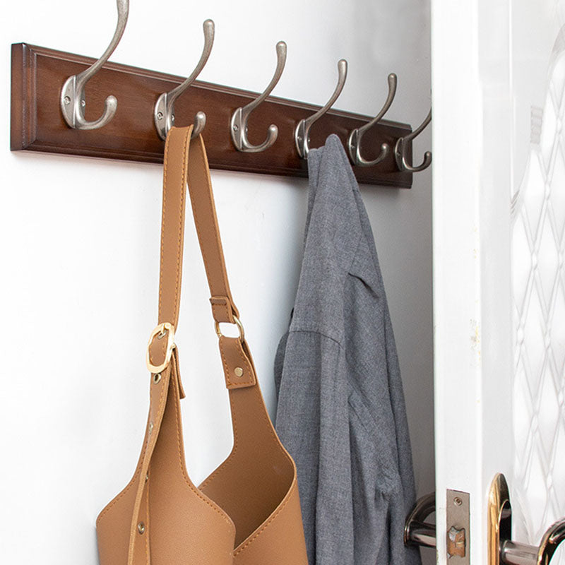 Brown Wooden Coat Hanger Modern Style Minimalist Home Wall Hanging Coat Rack