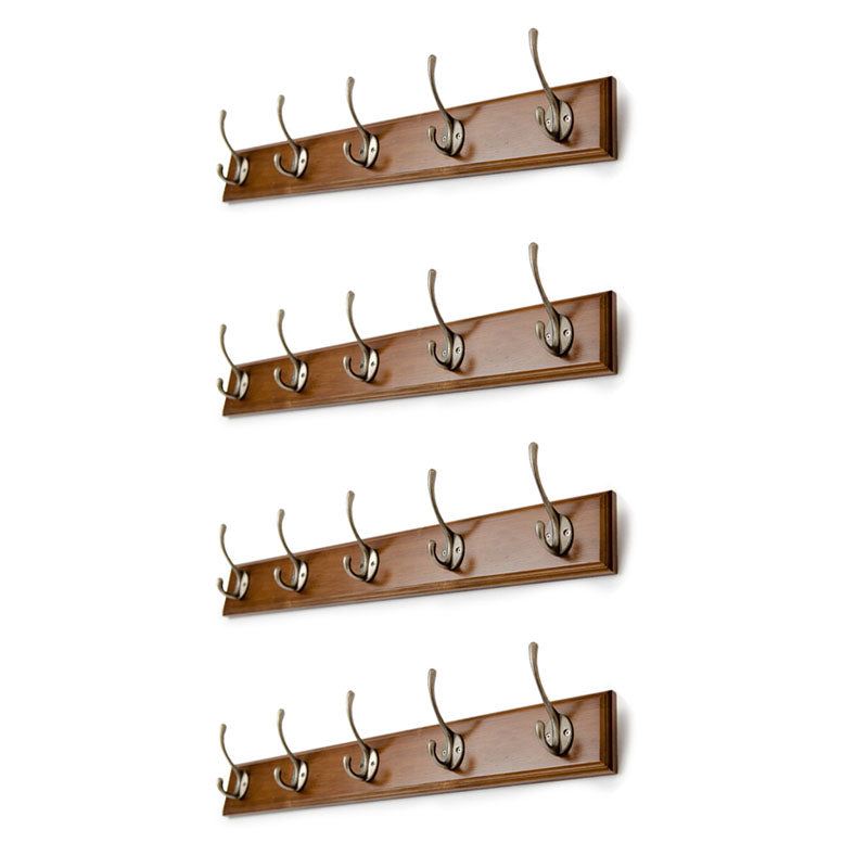 Brown Wooden Coat Hanger Modern Style Minimalist Home Wall Hanging Coat Rack