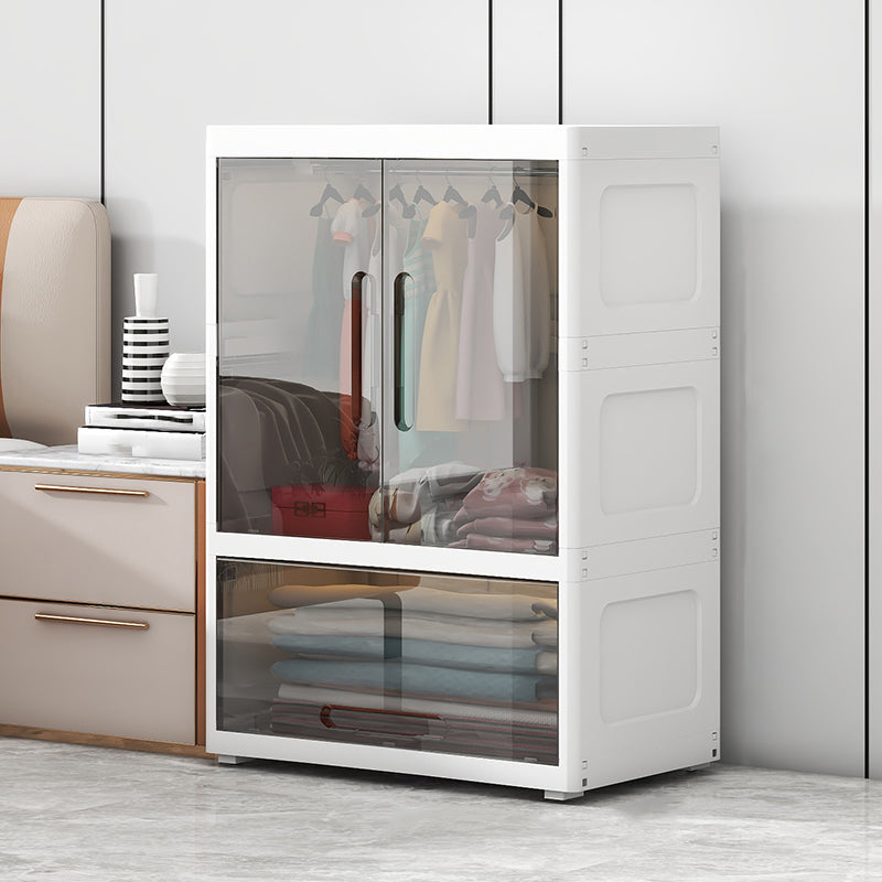 Contemporary Style Plastic Armoire Cabinet Bedroom Youth Armoire with wheels